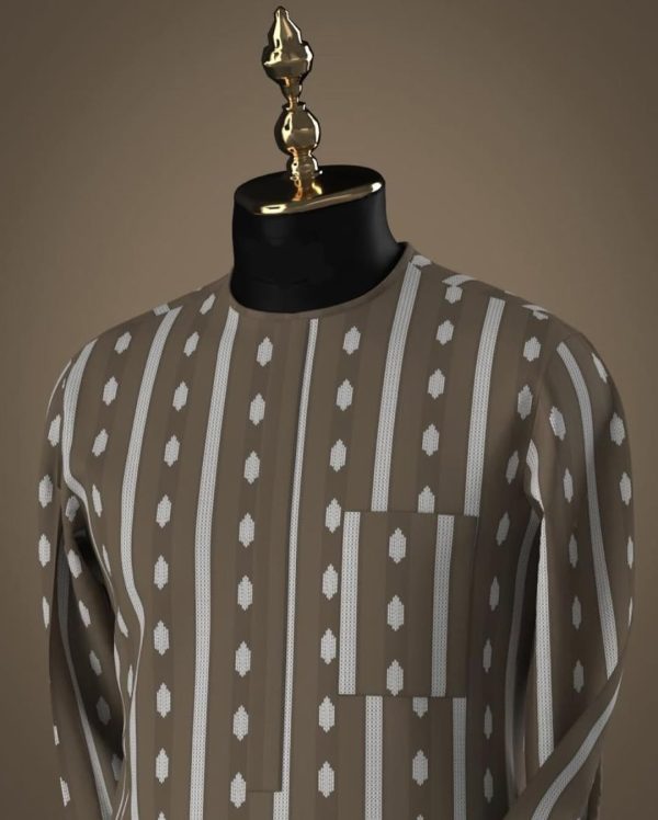 Nude and cream striped Kaftan Prestige