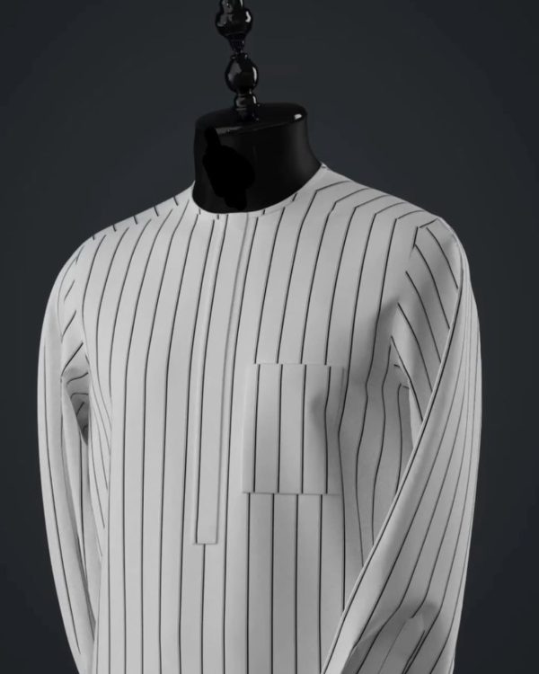 White and blue striped Kaftan Prestige