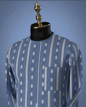 Blue and nude Kaftan Prestige native wear