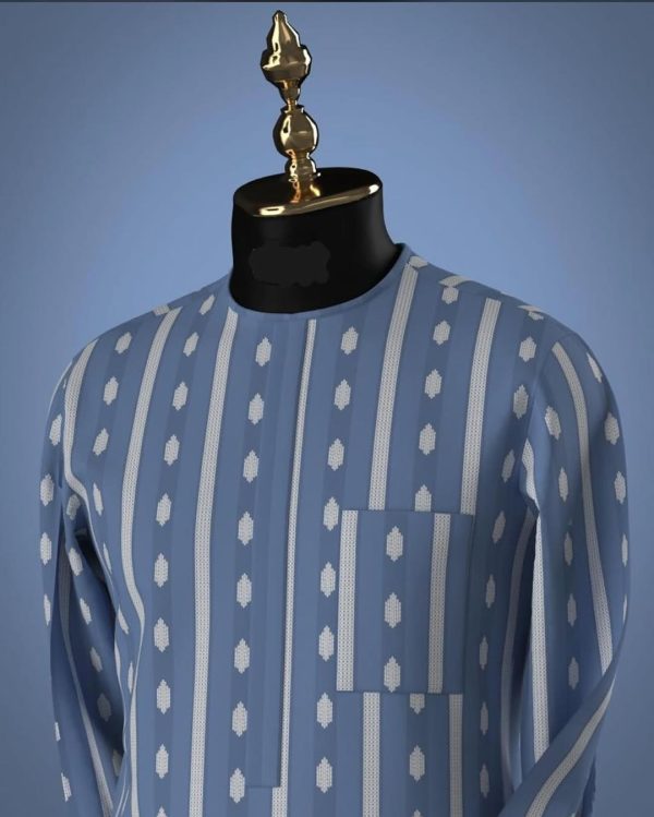 Blue and nude Kaftan Prestige native wear